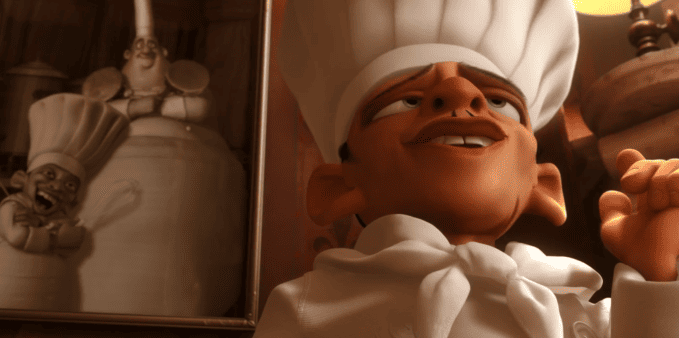 Ratatouille: a história de Remy — O que o Chef Skinner descobre sobre Linguini durante o teste de suas habilidades?