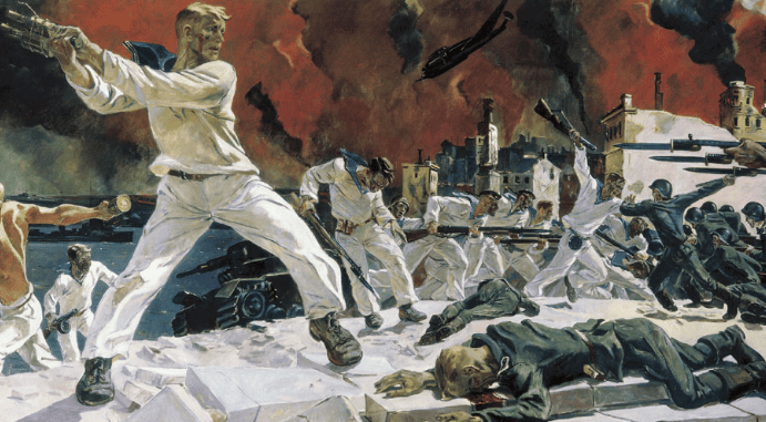 Batalha histórica pela pintura — Qual batalha está representada na foto?