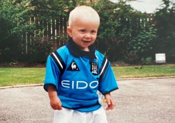 A footballer in a childhood photo