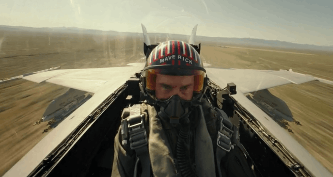 True or False — Top Gun: Maverick — Maverick's plane is shot down during the combat mission